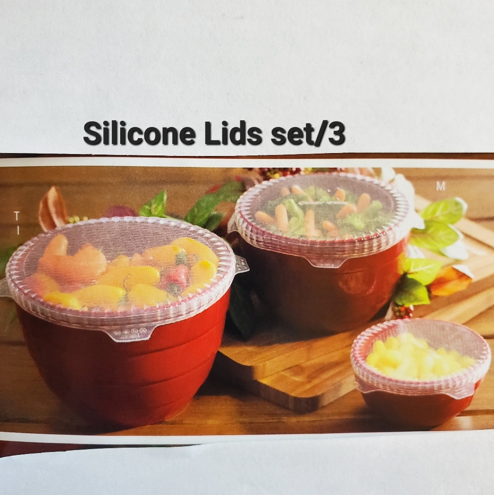 Silicone stretch clear Lids set of 3 to cover bowls Celebrating Home NOS 3 sizes